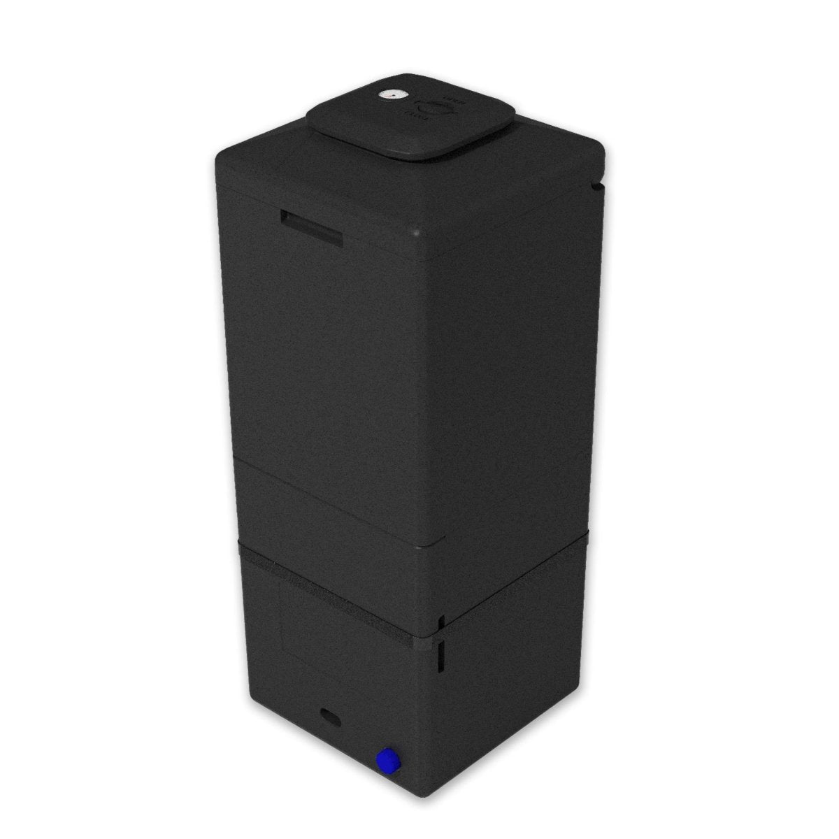 Official HOTBIN Mini 100 slim black insulated outdoor compost bin with a lid thermometer and front harvesting hatch
